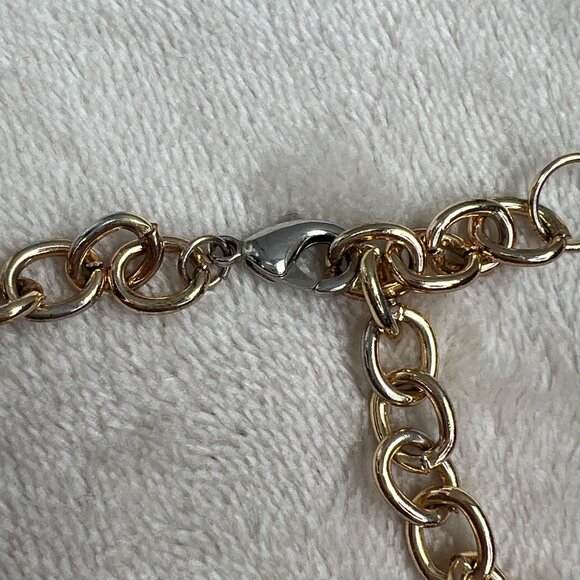 Chunky Beaded Layered Bib Necklace Black Gold Tone Round - Picture 5 of 5